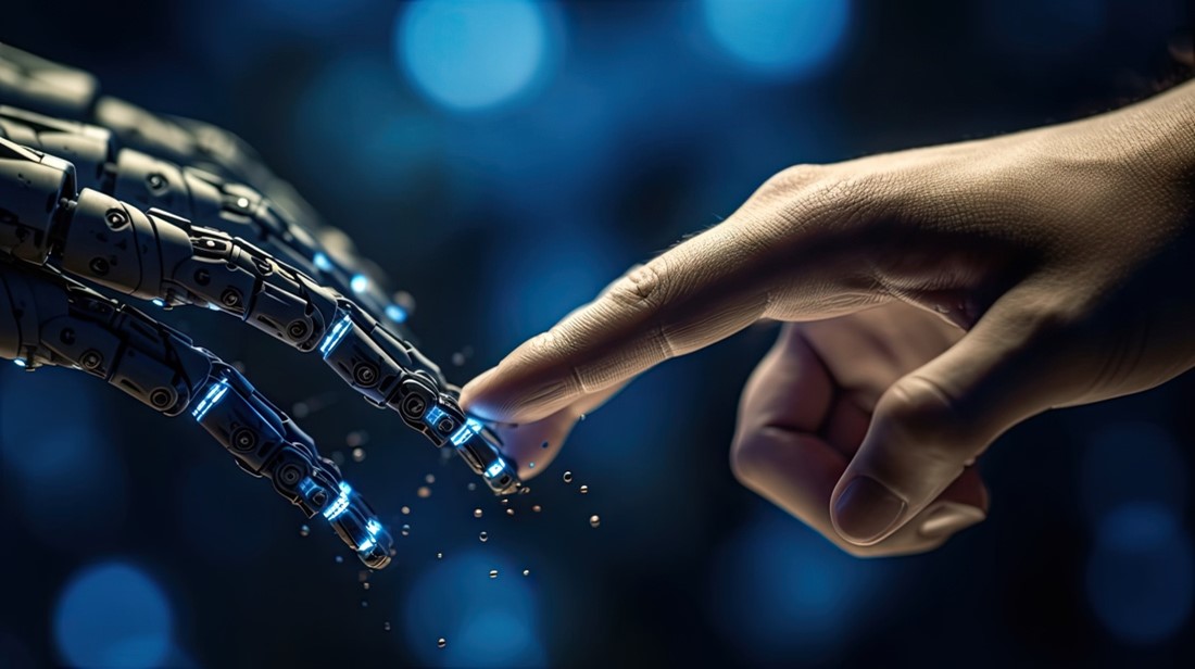 robot hand human touching